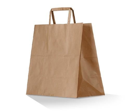 Brown kraft bag / flat paper handle / large - 150pcs