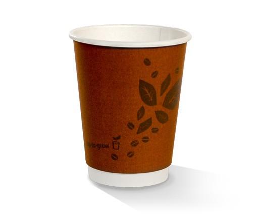12oz DW Biodegradable PLA Coated Coffee Cup - Brown Print