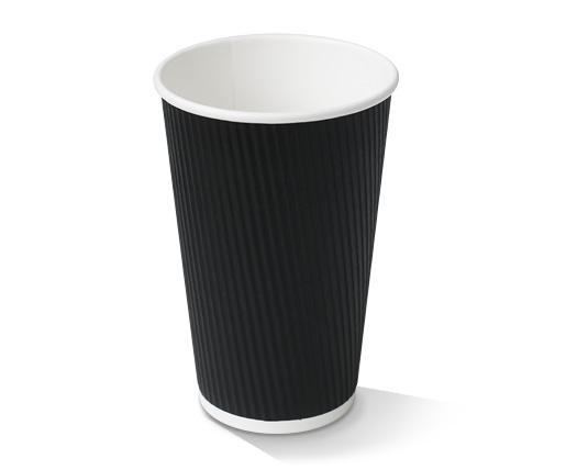 16oz Corrugated Takeaway Coffee Cup - Black - 500pcs