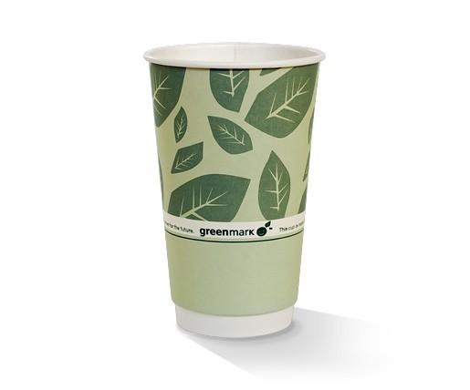 16oz DW Biodegradable PLA Coated Coffee Cup - Green Print