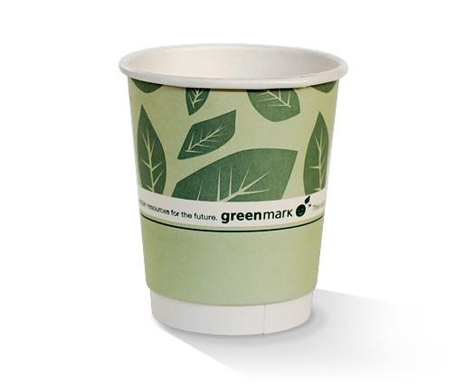 8oz DW Biodegradable PLA Coated Coffee Cup - Green Print