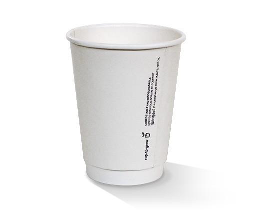 12oz DW Biodegradable PLA Coated Coffee Cup - White