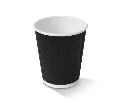 8oz Corrugated Takeaway Coffee Cup - Black - 1000pcs
