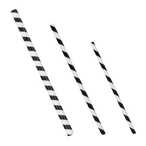 Paper Straw Jumbo - Black Stripe - 2500pcs