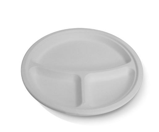 10"round plate / 3 compartments - 500pcs